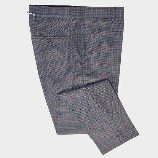 Checked Sta-Press Trousers from Real Hoxton, Metal Grey