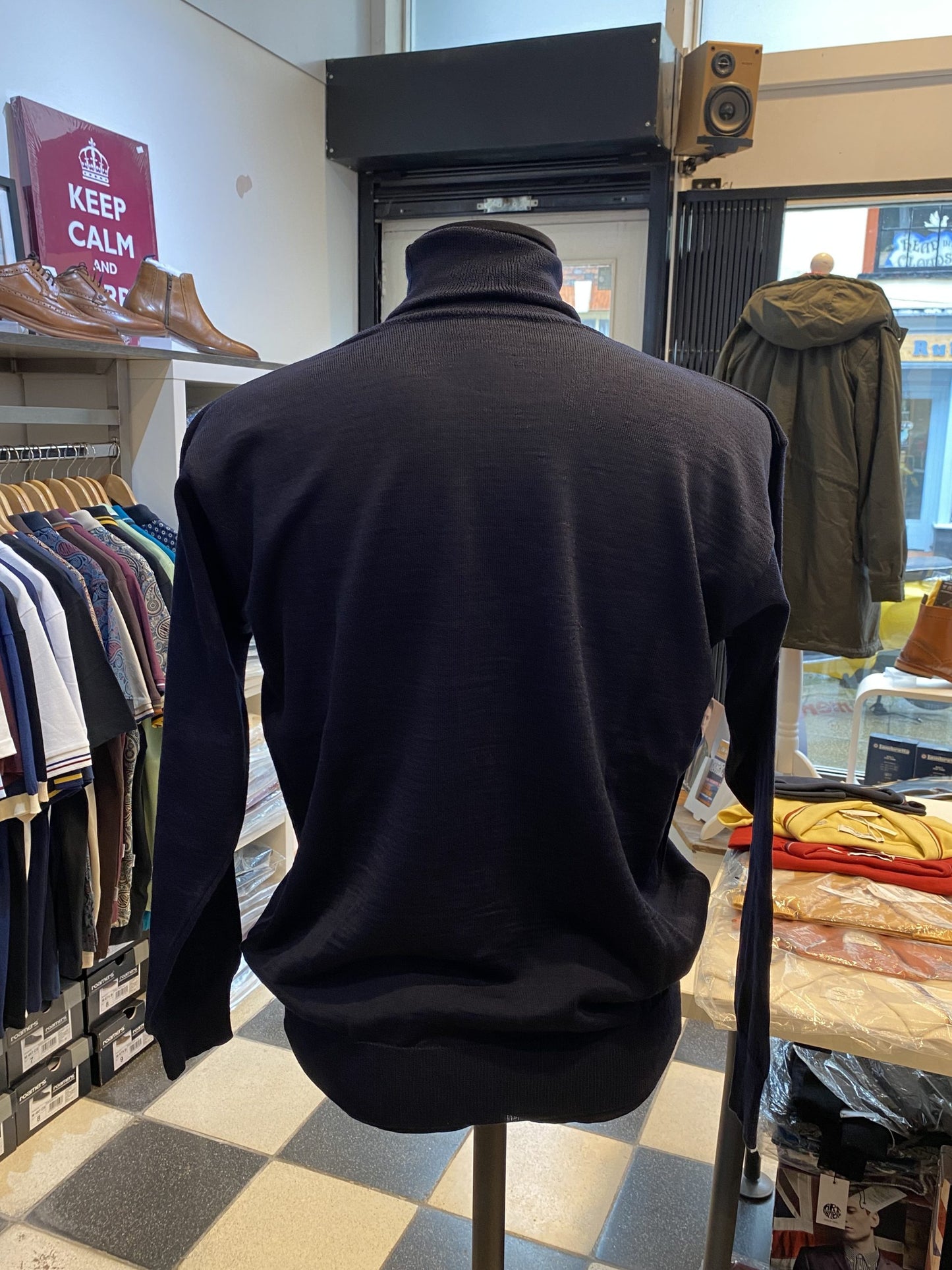 Franco Ponti Merino Mix Long Sleeve Roll Neck Jumper, Navy