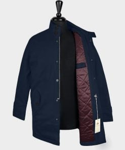 Quilted Mac Coat from Real Hoxton, Navy