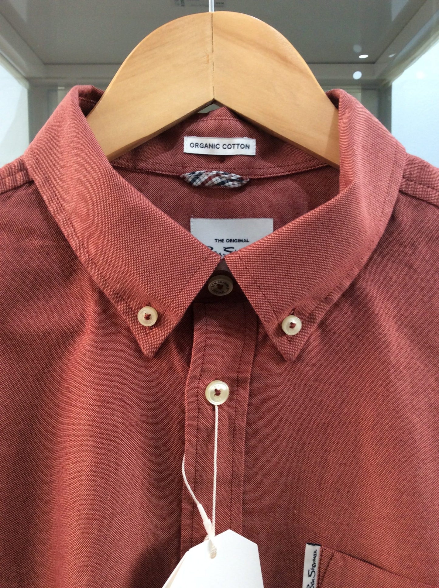 Ben Sherman Short Sleeved Cotton Oxford Shirt, Dark Pink