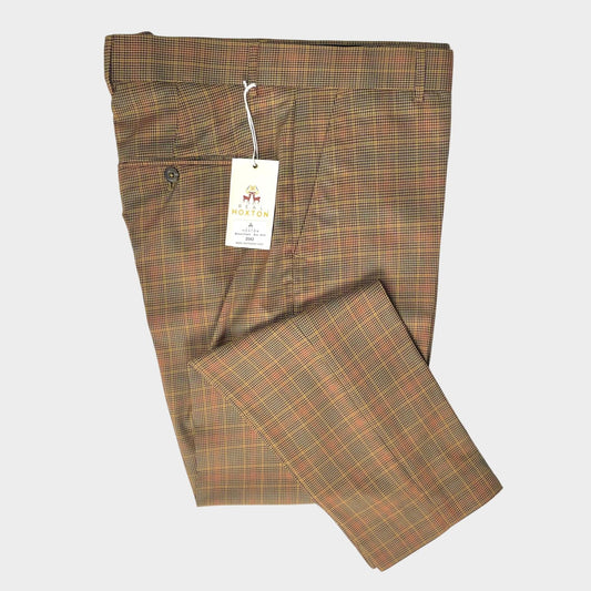 Checked Sta-Press Trousers from Real Hoxton, Bronze
