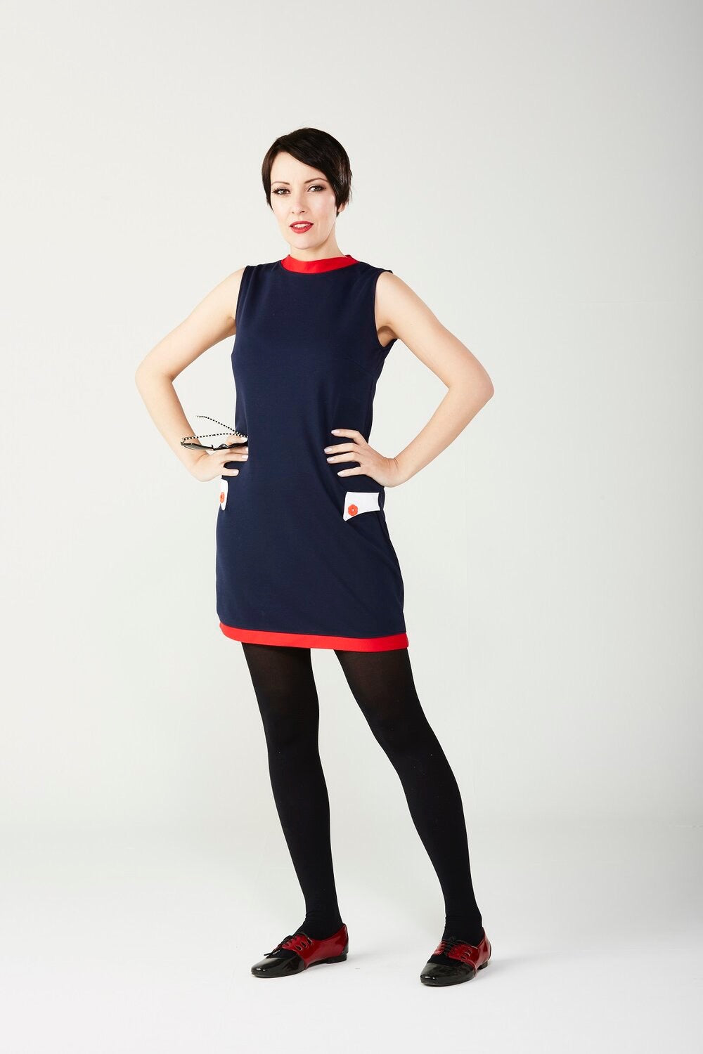 Love Her Madly ‘Bobbi’ Navy Shift Dress with Red & White