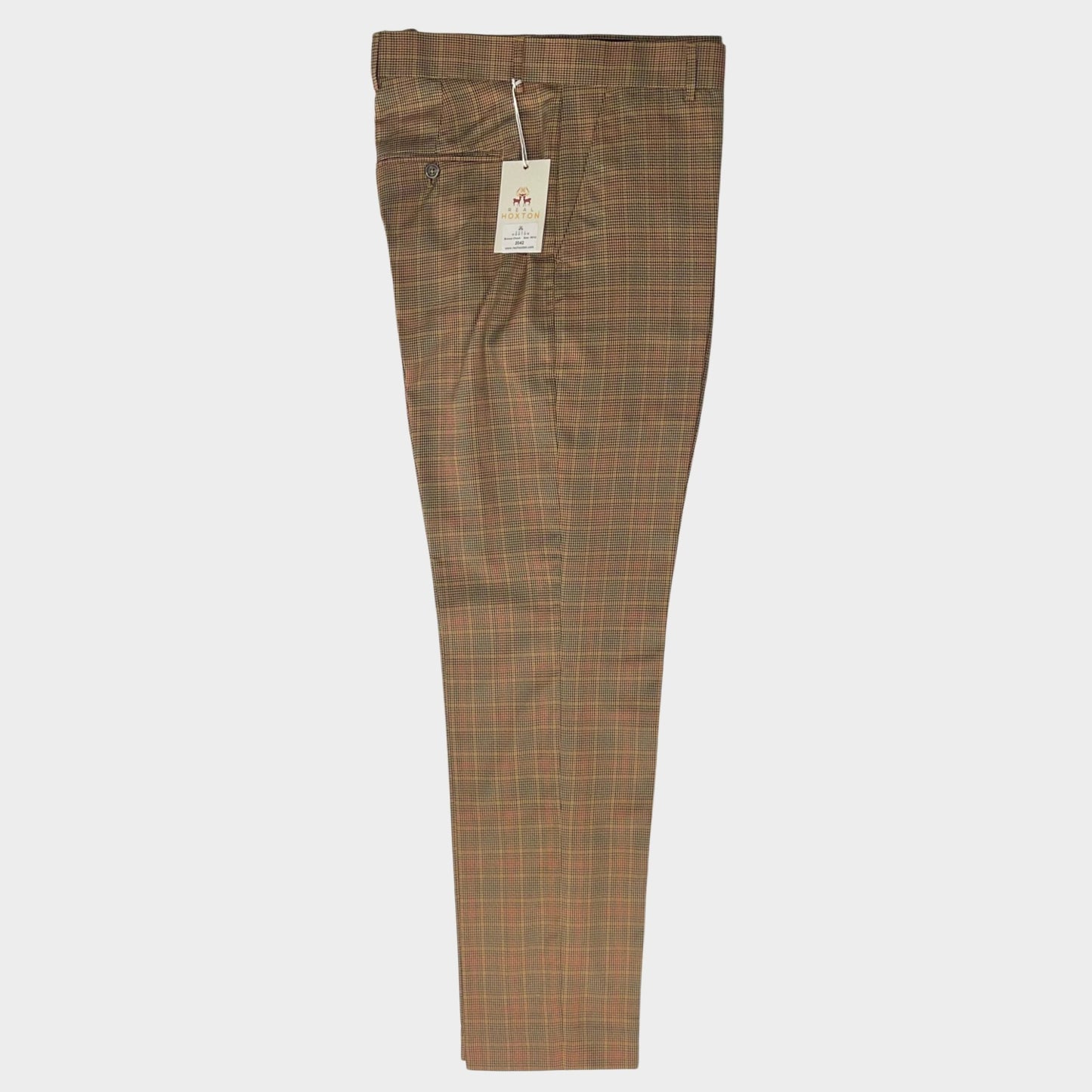 Checked Sta-Press Trousers from Real Hoxton, Bronze