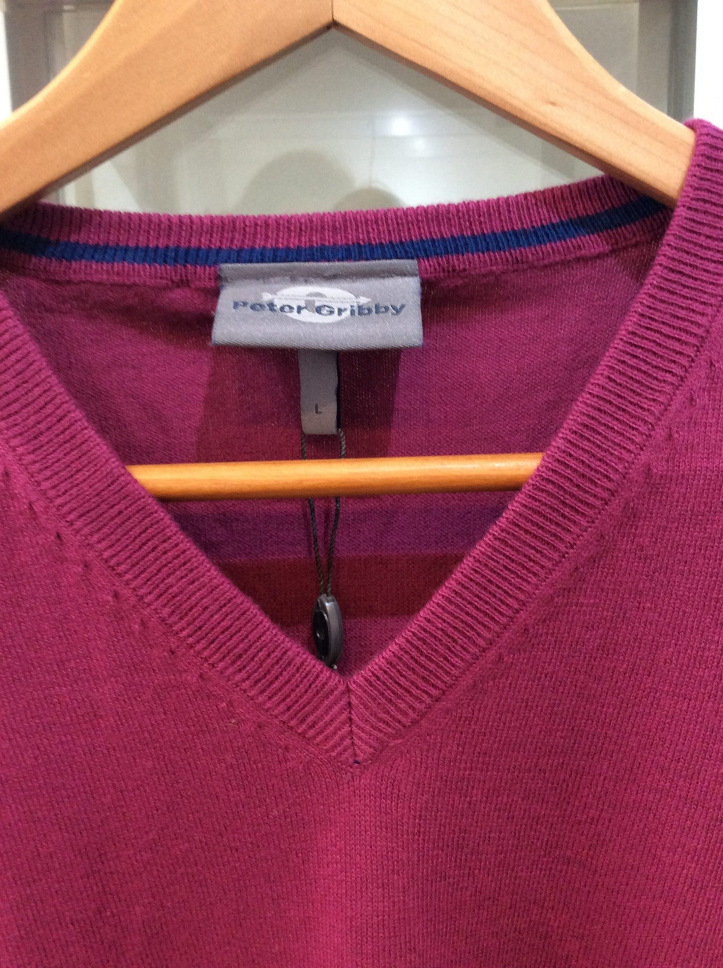 SALE Peter Gribby Premium Cotton and Cashmere Blend V-Neck Jumper, Beetroot