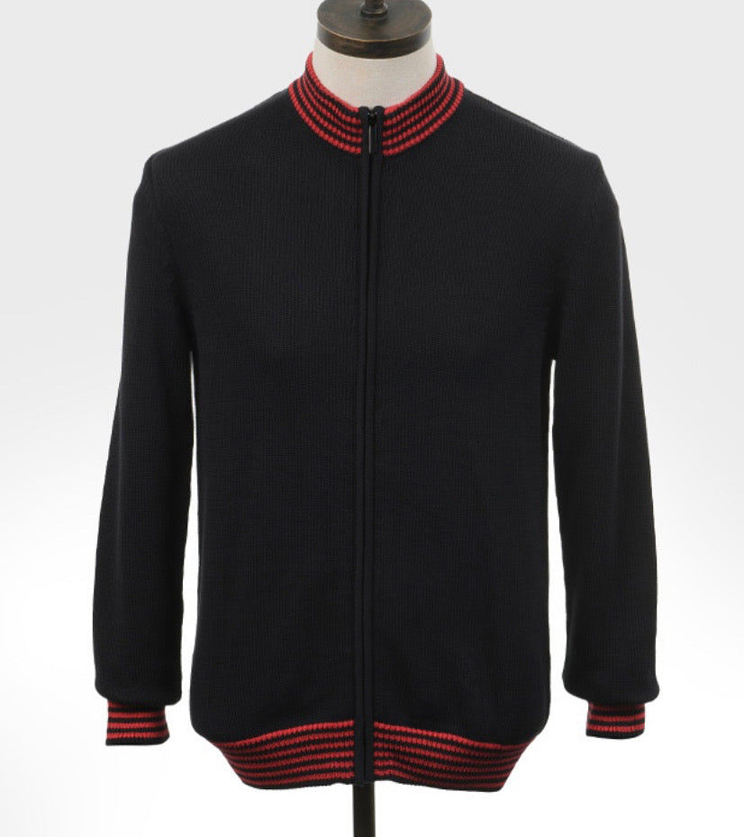 Art Gallery ‘Torch’ Knitted Cardigan, Black with Red