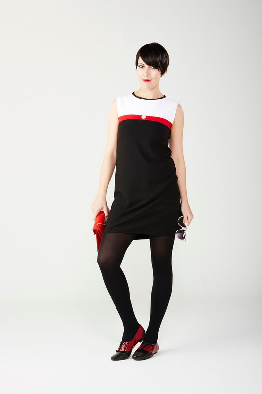 Love Her Madly ‘Cathy’ Mod Shift Dress, Black, White and Red