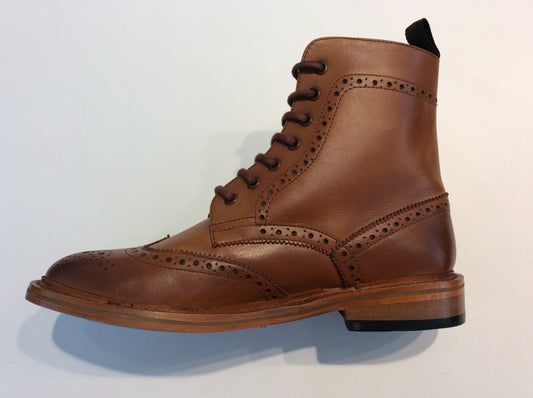 Kensington Classics Leather Lace-Up Brogue Boots, Tan