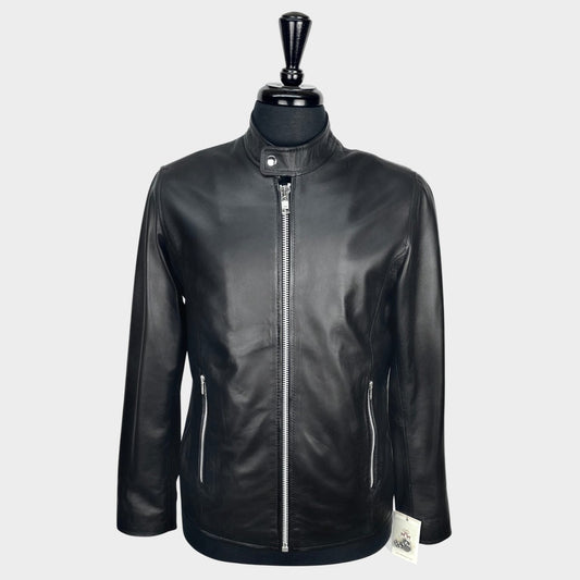Black Leather Cafe Racer Jacket from Real Hoxton