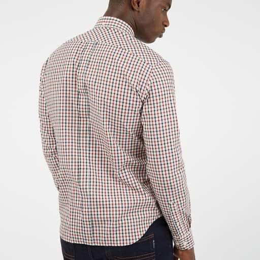 Ben Sherman Long-Sleeved Cotton Checked Shirt, Red