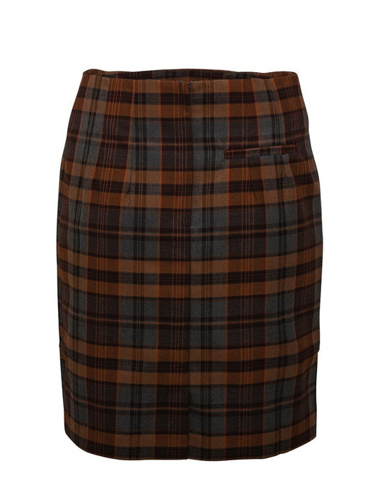 Grey & Warm Brown Tartan Skirt from Relco