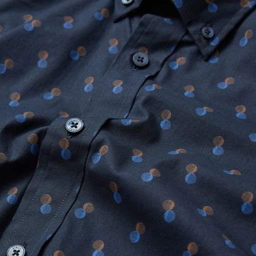 Ben Sherman Long-Sleeved Cotton Patterned Shirt, Midnight Blue