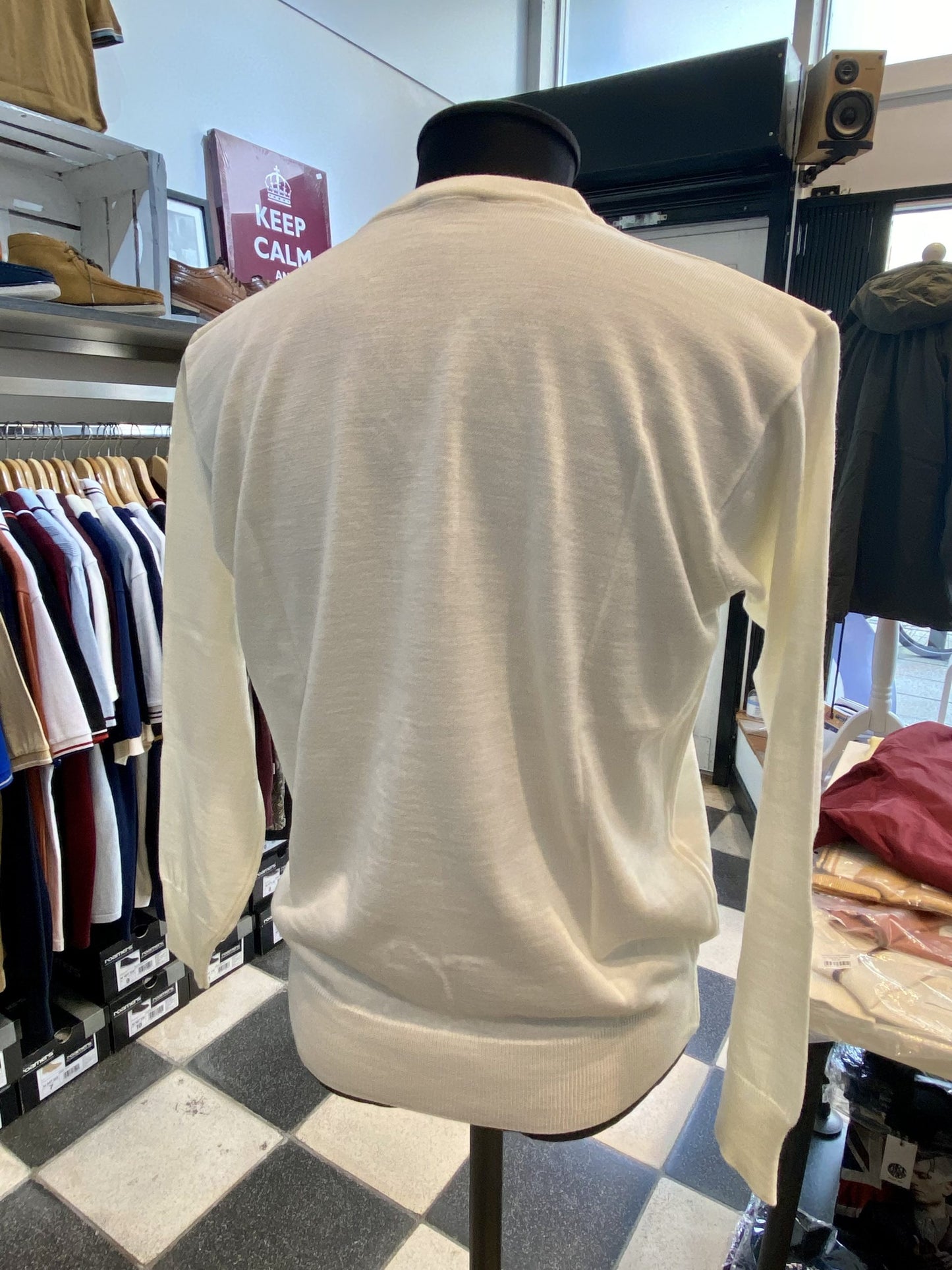 Franco Ponti V-Neck Merino Mix Jumper, Ecru