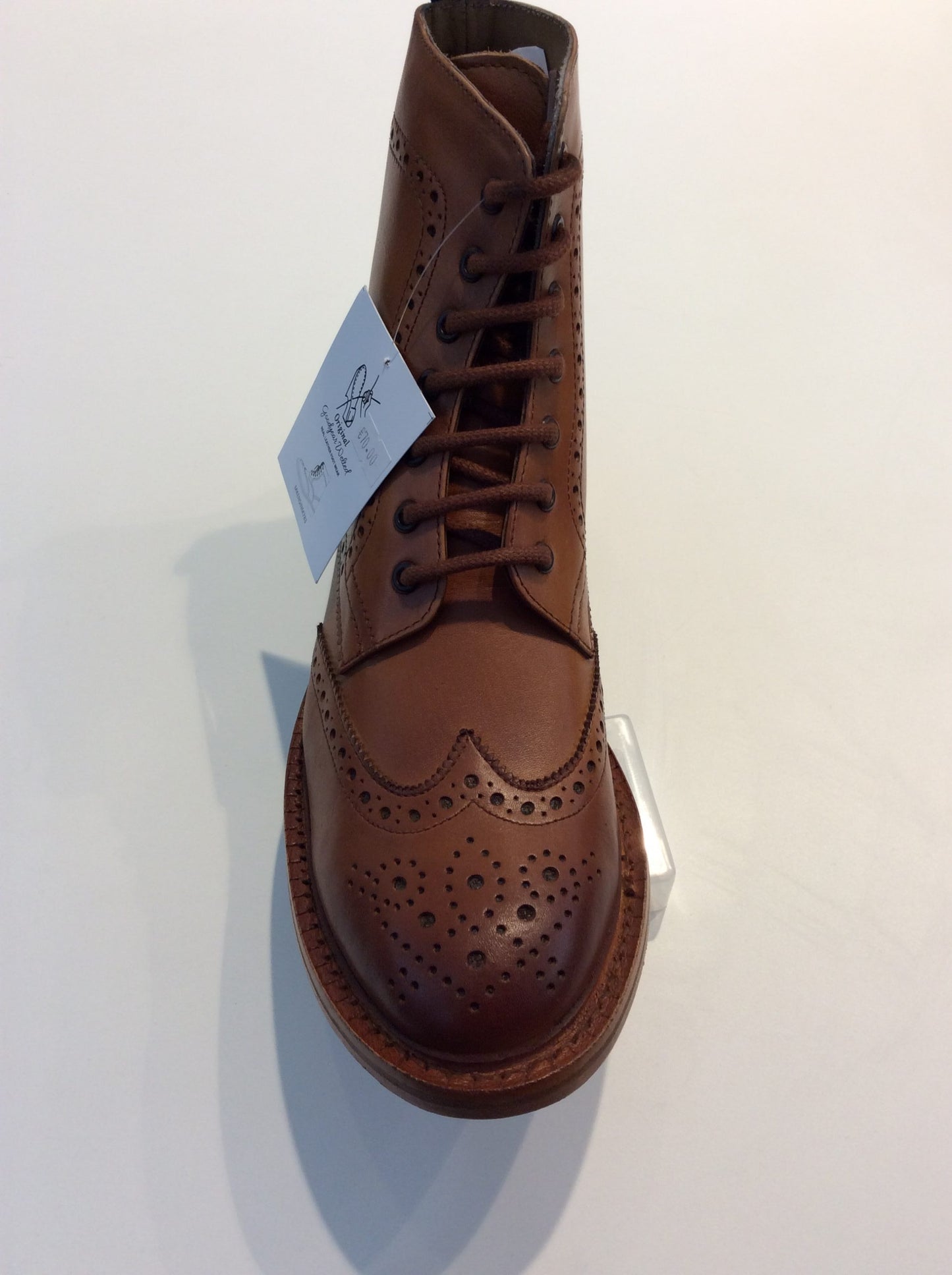 Kensington Classics Leather Lace-Up Brogue Boots, Tan