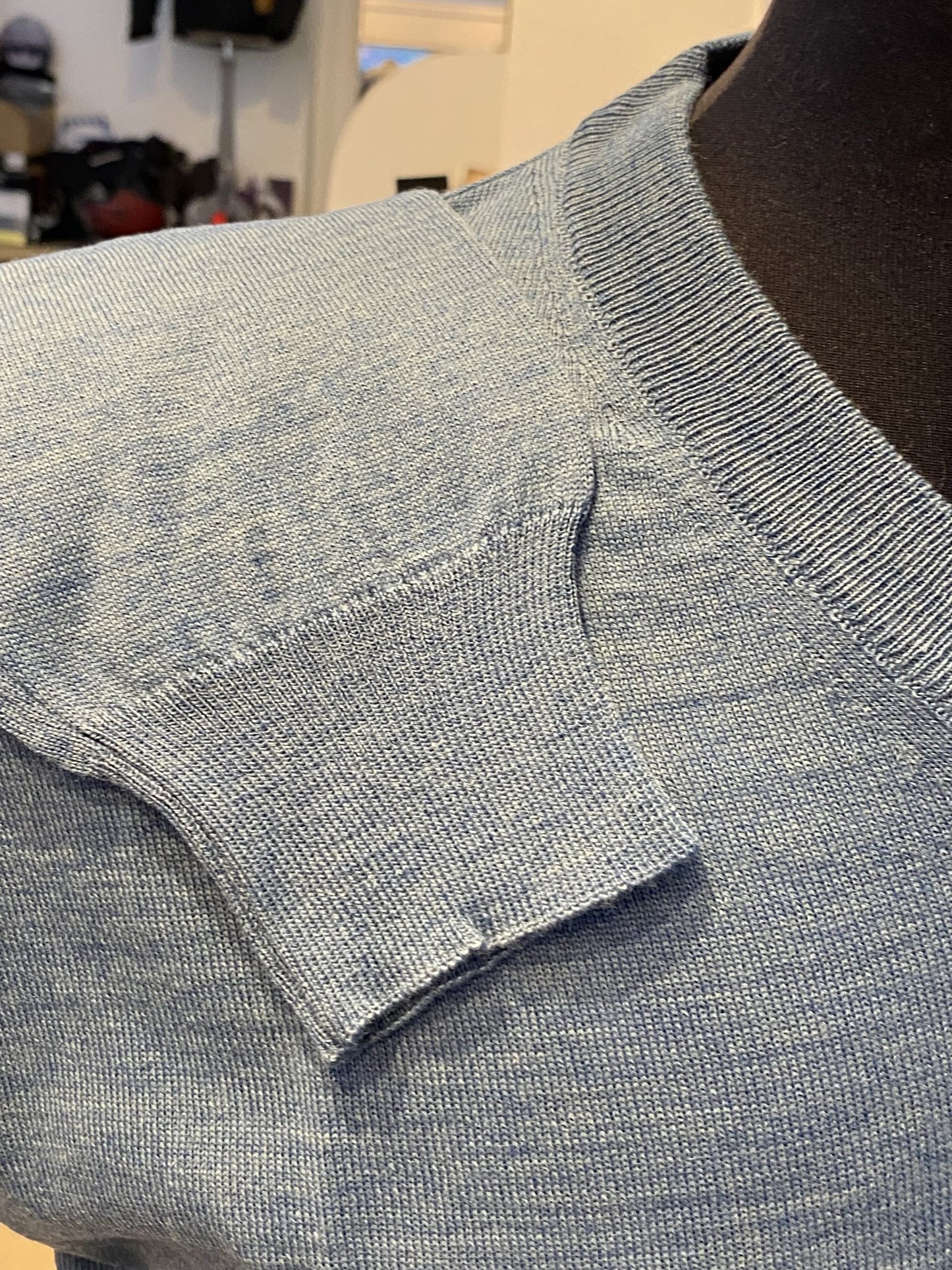 Franco Ponti V-Neck Merino Mix Jumper, Denim Blue