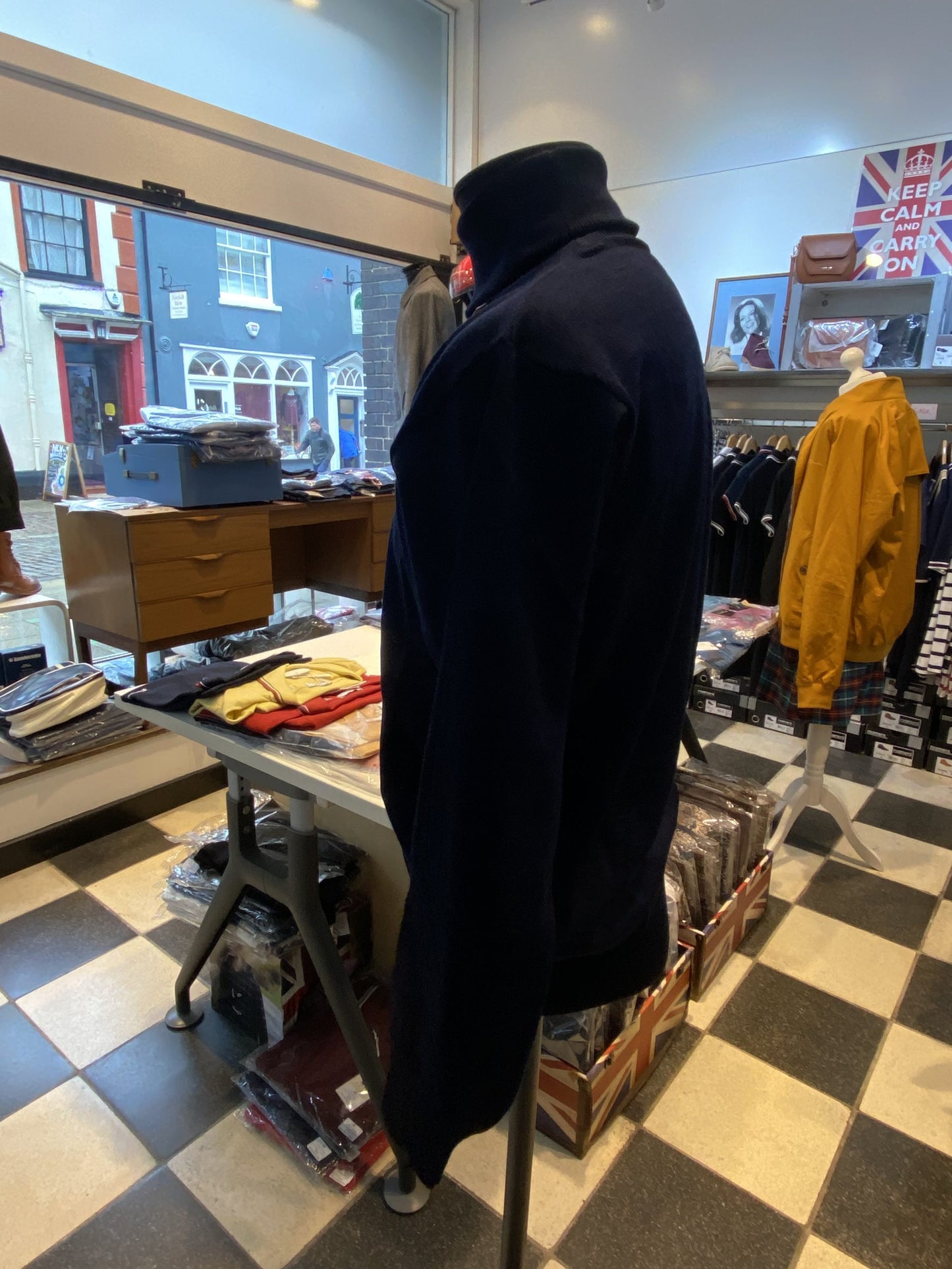 Franco Ponti Merino Mix Long Sleeve Roll Neck Jumper, Navy