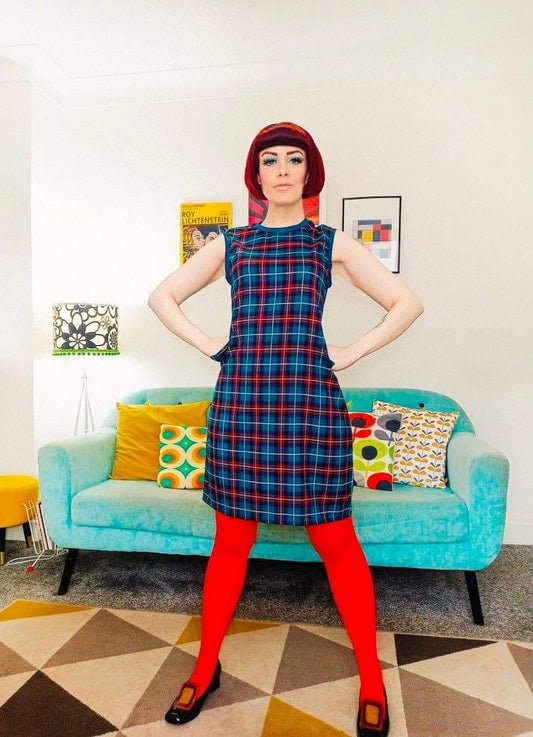 Love Her Madly ‘Susie’ Tartan Shift Dress, Blue & Red