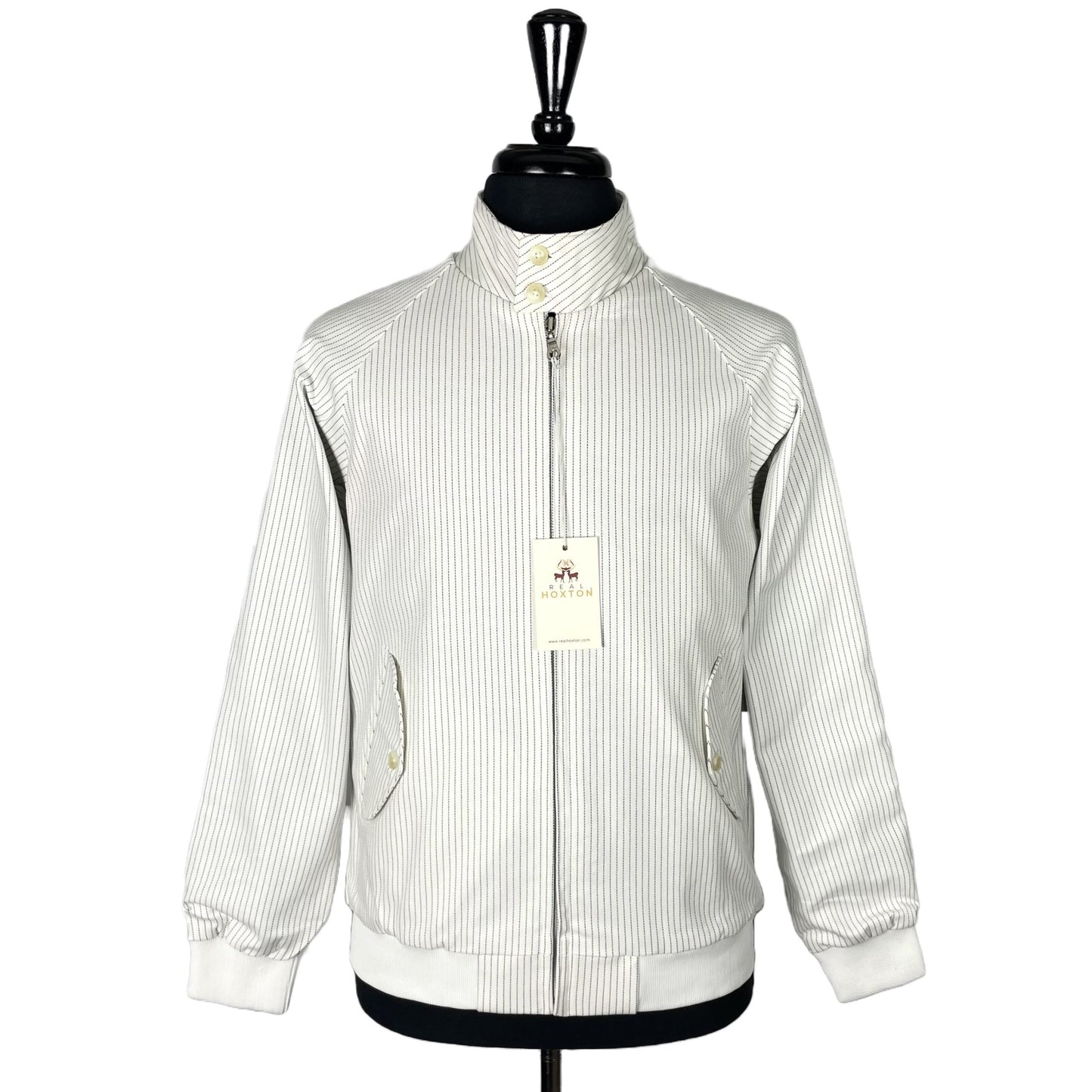 Harrington Jacket from Real Hoxton, White Pinstripe