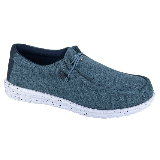 Blue Canvas Light Weight Deck Shoes, Elastic Lace