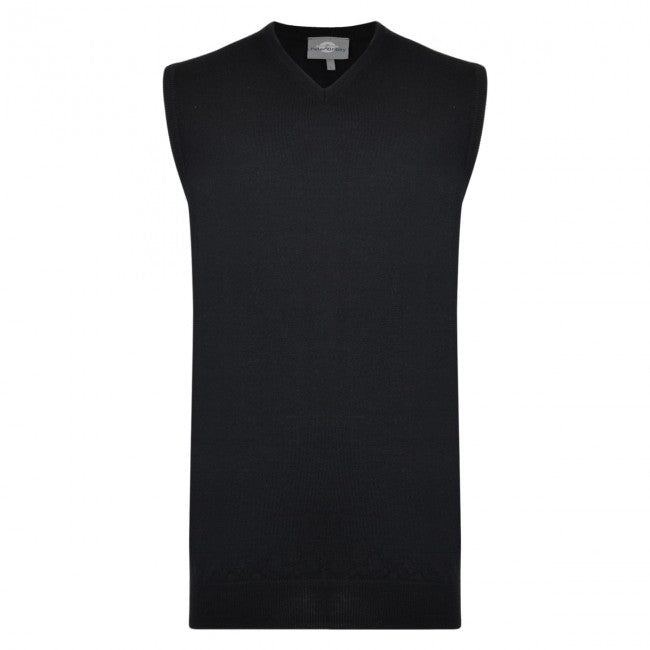 SALE Peter Gribby Men’s Merino V-Neck Sleeveless Jumper, Tank Top, Black