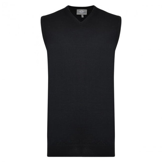SALE Peter Gribby Men’s Merino V-Neck Sleeveless Jumper, Tank Top, Black