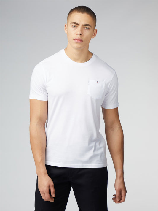 Ben Sherman Signature T-Shirt with Chest Pocket, White