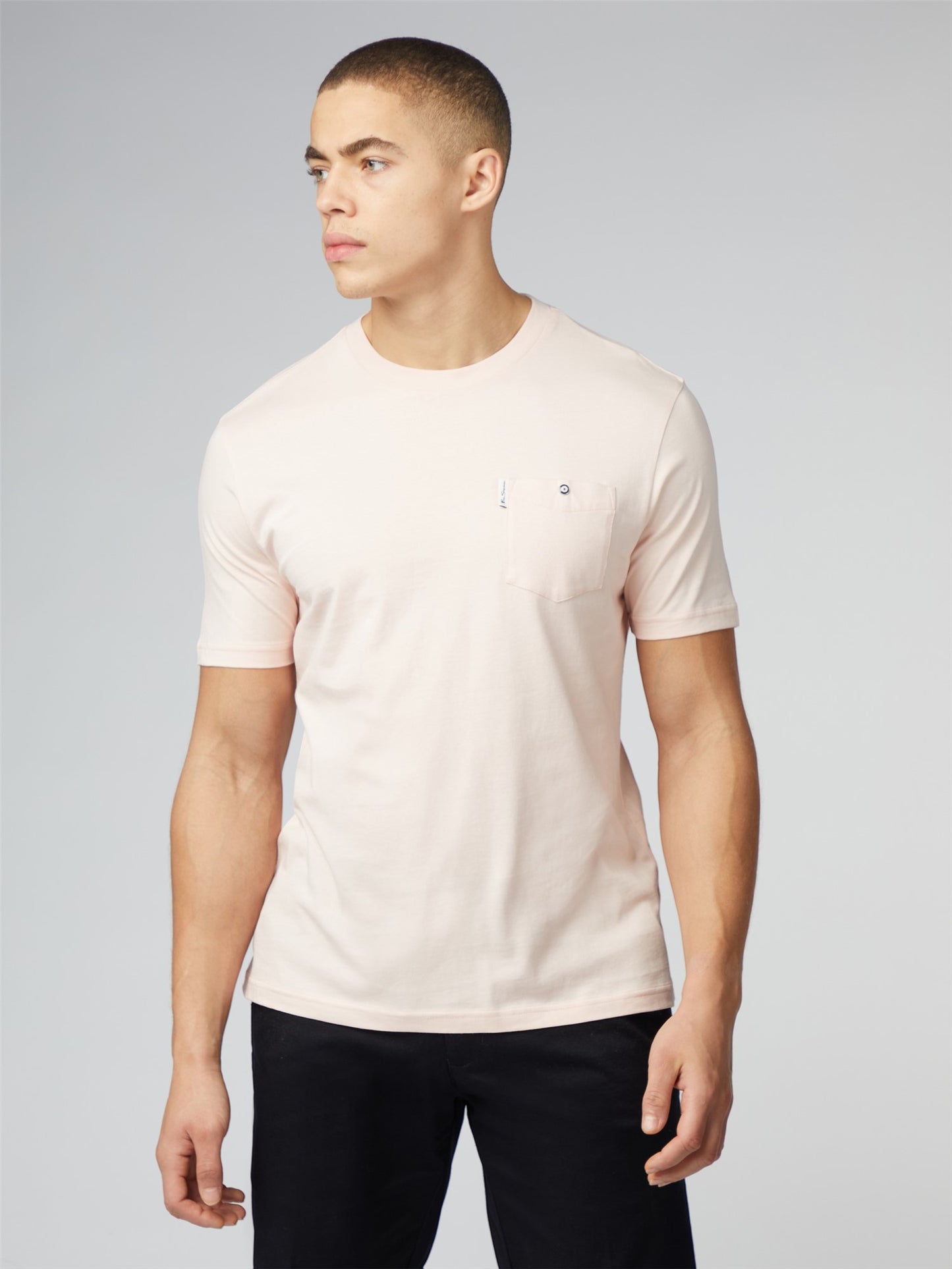Ben Sherman Signature T-Shirt with Chest Pocket, Pale Pink