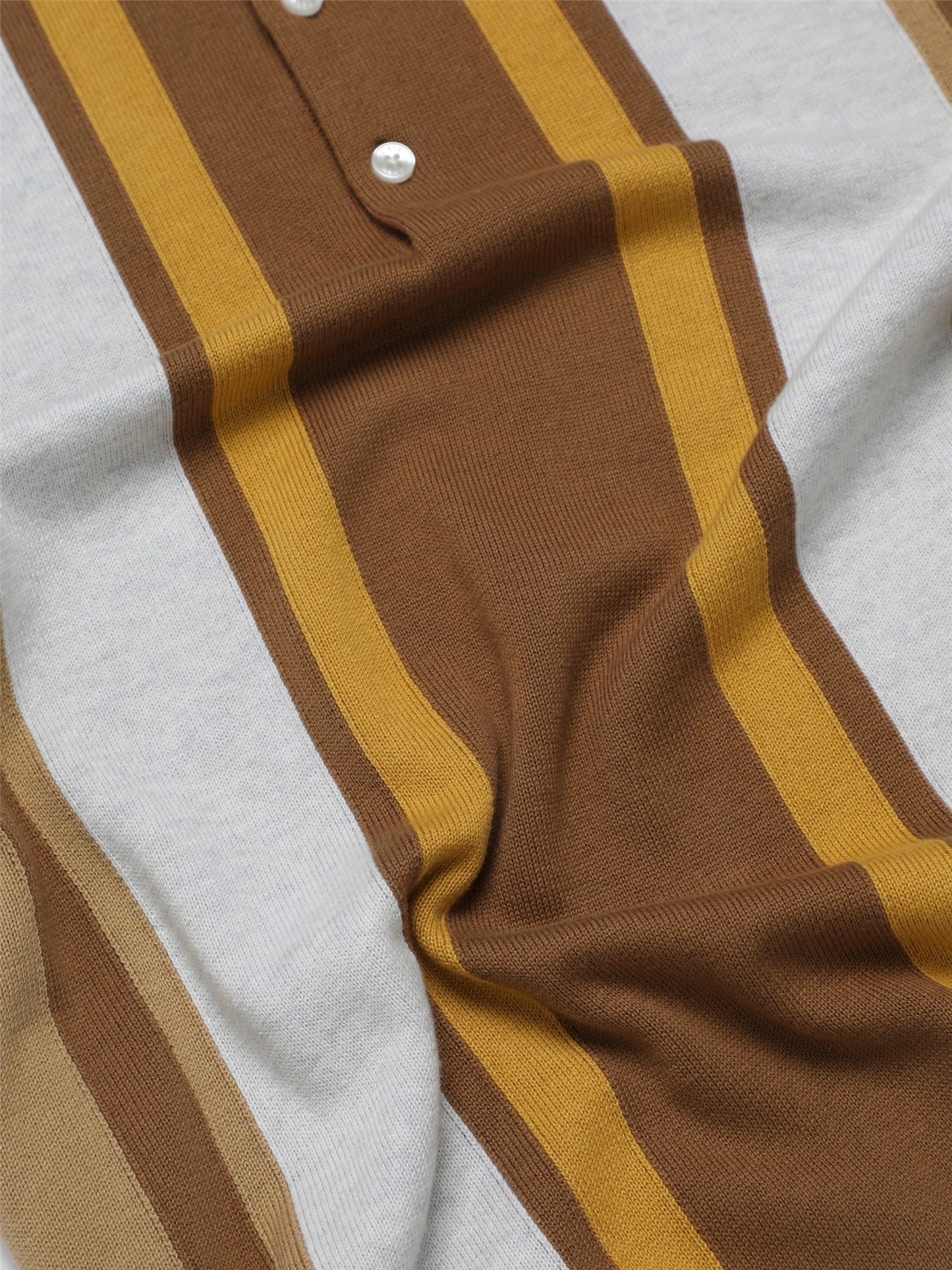 Ben Sherman Striped Knitted Polo, Ivory