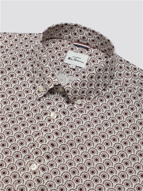 Ben Sherman Block Geo Print Shirt, Dark Red