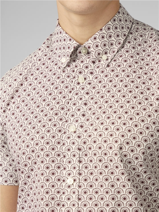Ben Sherman Block Geo Print Shirt, Dark Red