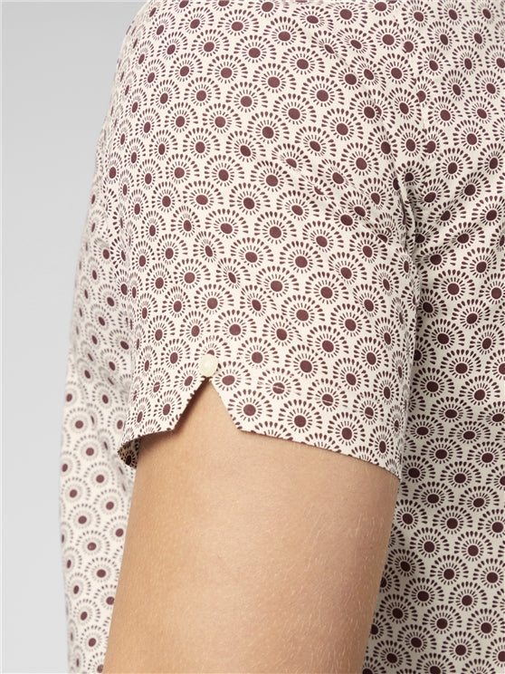 Ben Sherman Block Geo Print Shirt, Dark Red