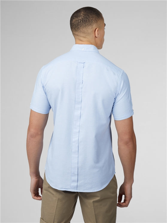 Ben Sherman Cotton Short Sleeved Oxford Shirt, Sky Blue