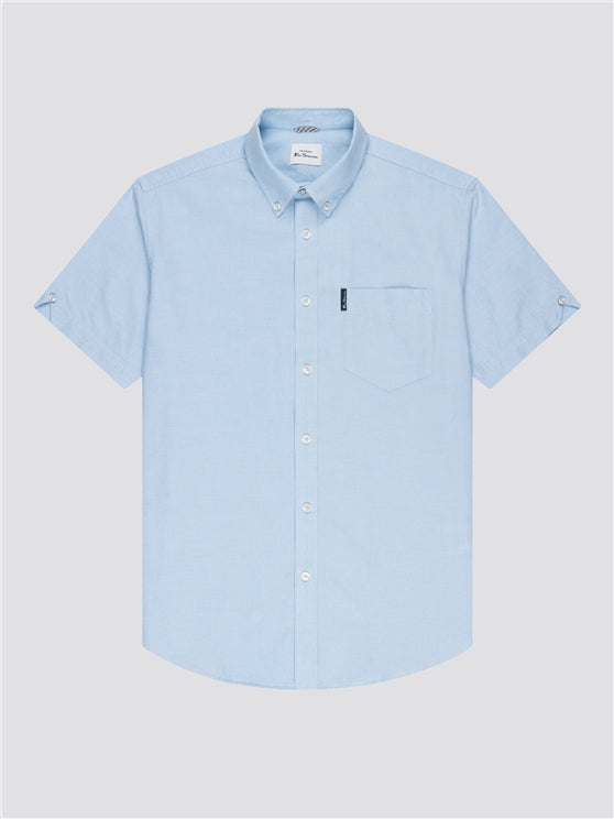 Ben Sherman Cotton Short Sleeved Oxford Shirt, Sky Blue