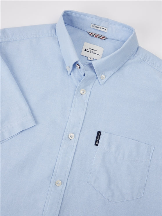 Ben Sherman Cotton Short Sleeved Oxford Shirt, Sky Blue