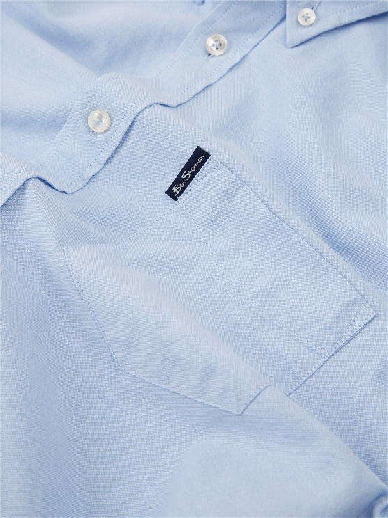 Ben Sherman Cotton Short Sleeved Oxford Shirt, Sky Blue
