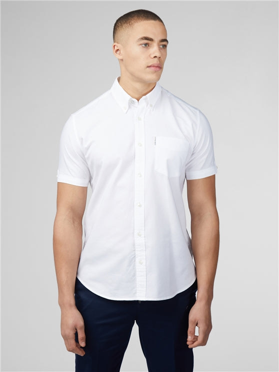 Ben Sherman Cotton Short Sleeved Oxford Shirt, White