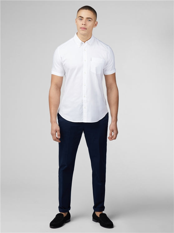 Ben Sherman Cotton Short Sleeved Oxford Shirt, White