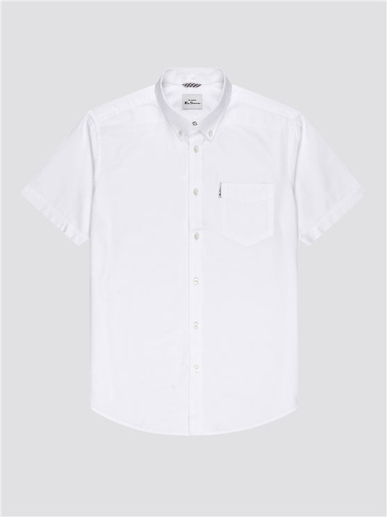 Ben Sherman Cotton Short Sleeved Oxford Shirt, White