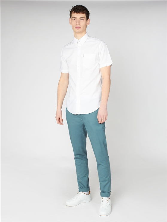 Ben Sherman Cotton Short Sleeved Oxford Shirt, White