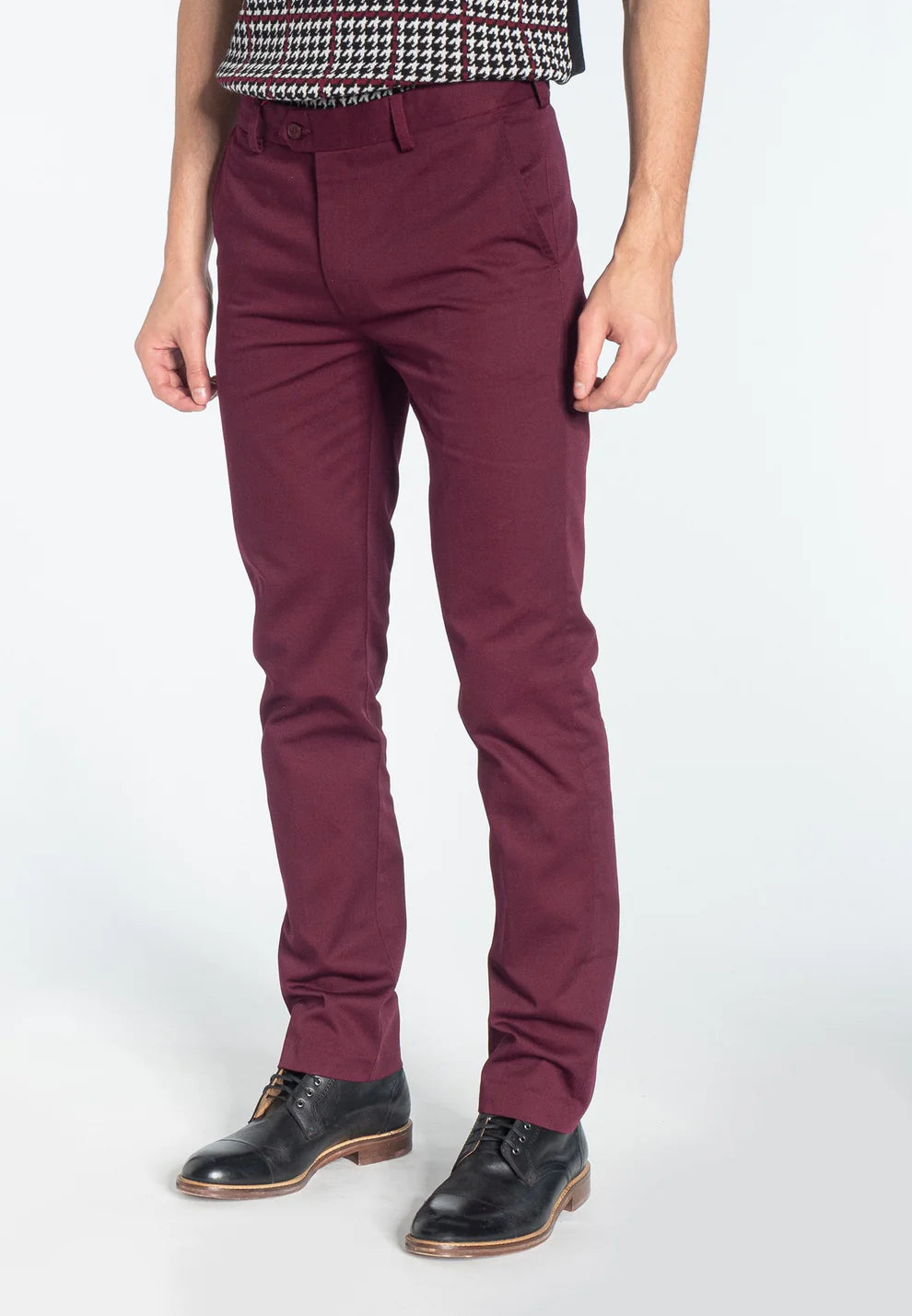 Merc ‘Winston’ Sta-Press Trousers, Wine - 34” Leg