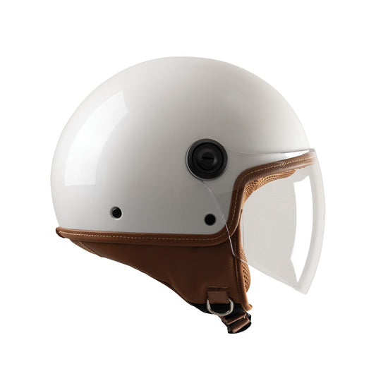 Tucano Urbano El’ Jettin 6.0 Heritage Style Demi-Jet Helmet, Glossy Pearl White