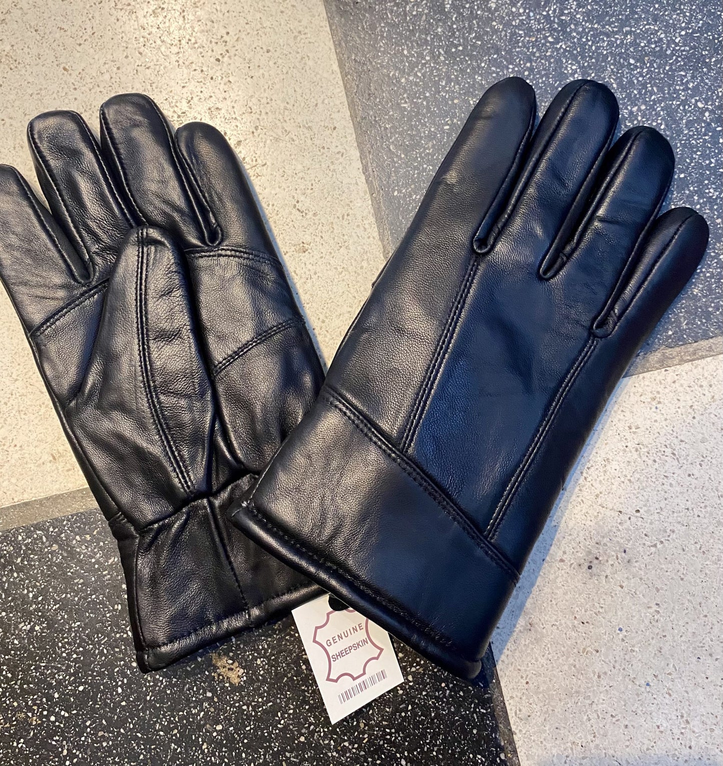 Men’s Leather & Lambswool Gloves, Black