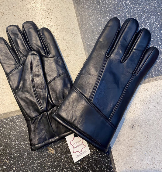 Men’s Leather & Lambswool Gloves, Black