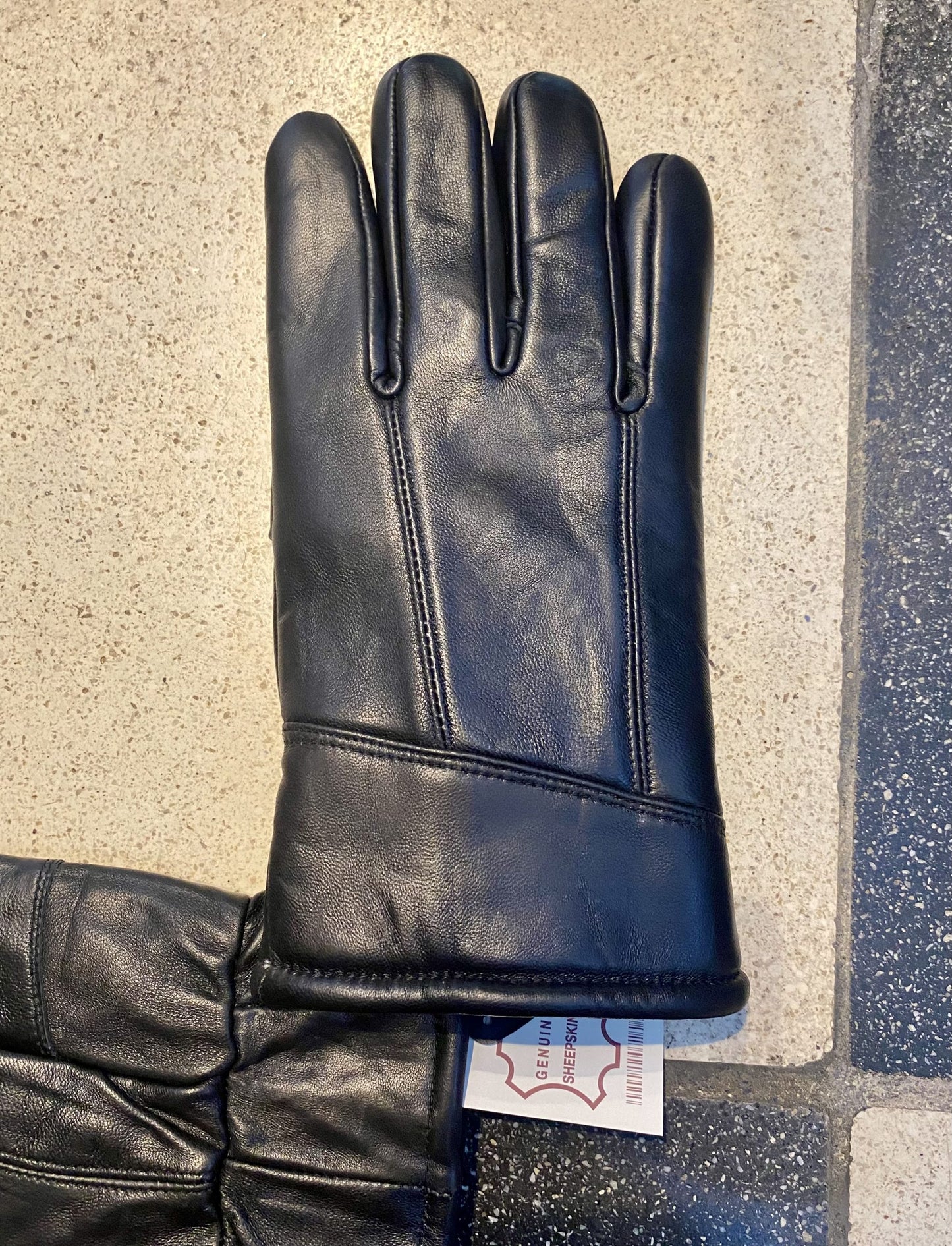Men’s Leather & Lambswool Gloves, Black