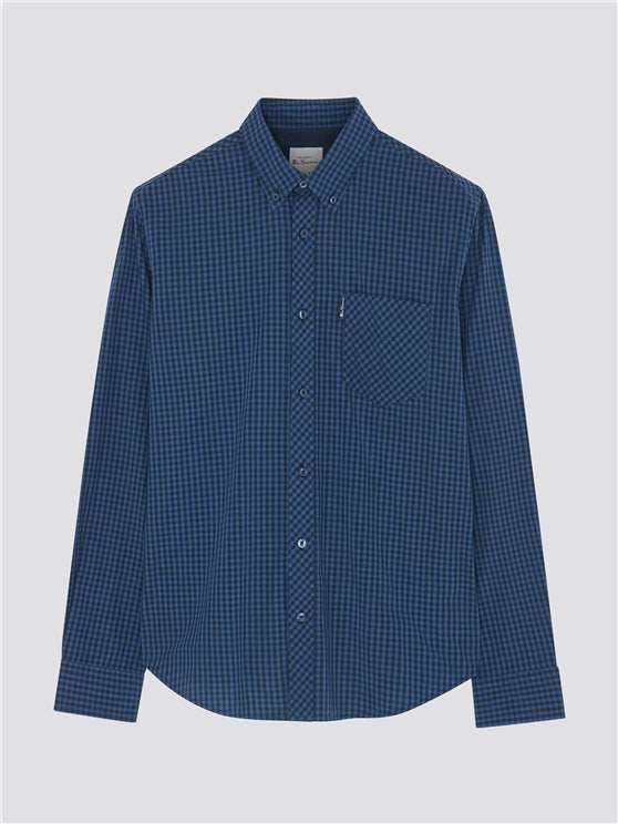 Ben Sherman Long-Sleeved Cotton Checked Shirt, Royal Blue
