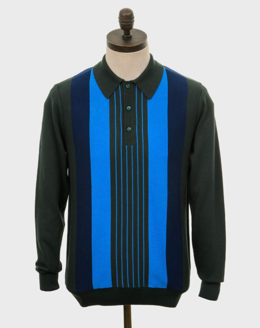 Art Gallery ‘Rafferty’ Knitted Polo Shirt, Forest Green