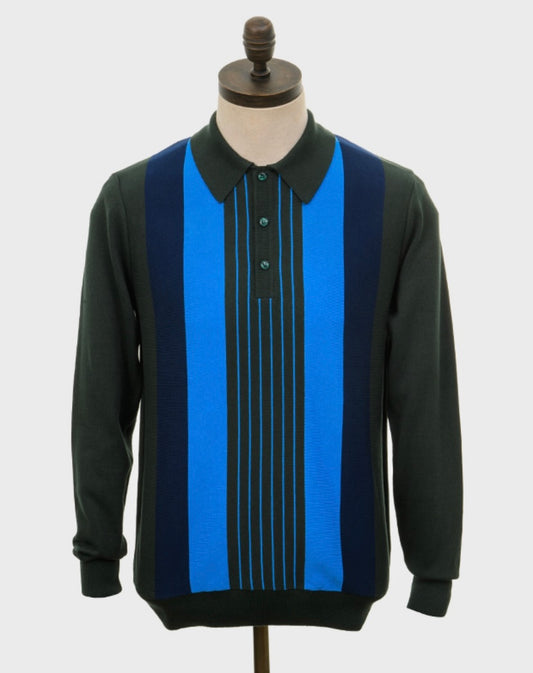 Art Gallery ‘Rafferty’ Knitted Polo Shirt, Forest Green