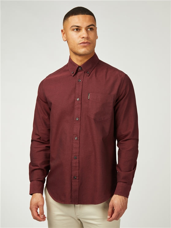 Ben Sherman Long Sleeved Oxford Shirt, Wine