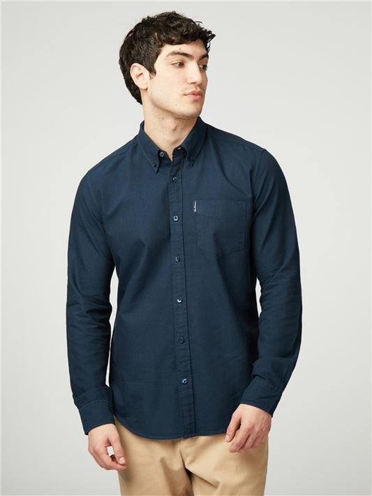 Ben Sherman Long Sleeved Oxford Shirt, Navy Blue