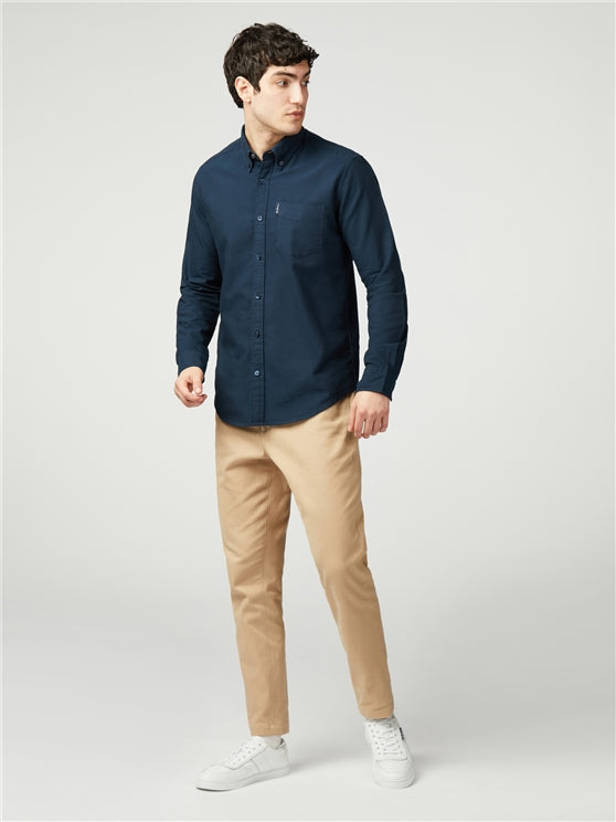 Ben Sherman Long Sleeved Oxford Shirt, Navy Blue