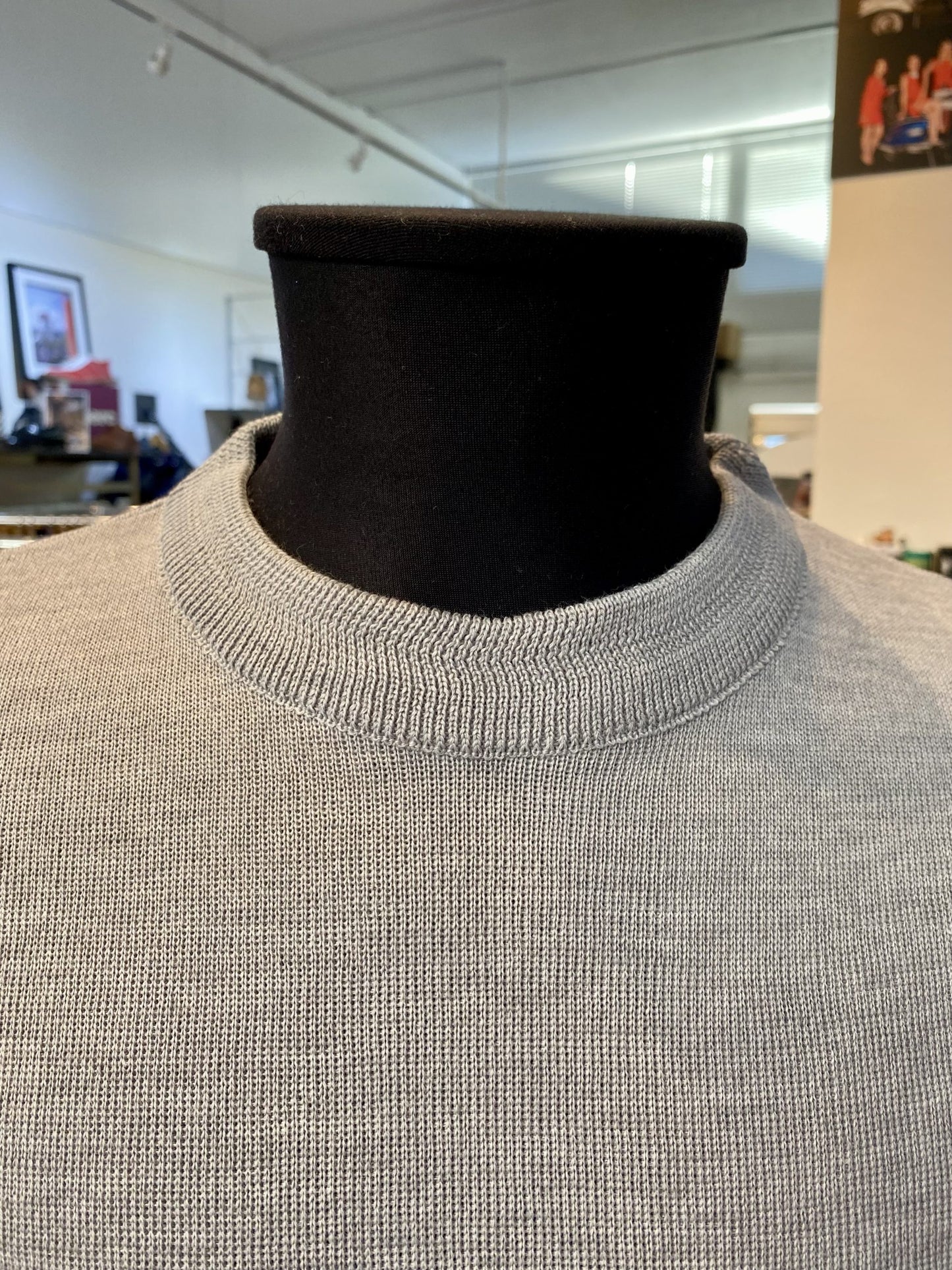 Franco Ponti Round Neck Merino Mix Jumper, Silver